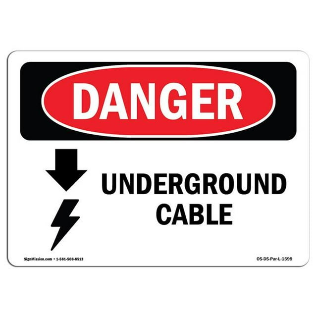 SignMission OS-DS-A-1218-L-1599 12 x 18 in. OSHA Danger Sign - Underground Cable