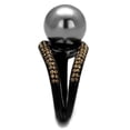 thumbnail image 4 of IP Black(Ion Plating) Stainless Steel Ring with Synthetic Pearl in Gray for Women Gray Stone Color Style TK2350 Size 6, 4 of 4