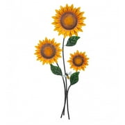 Wind & Weather Handcrafted Metal Three Sunflower Garden Stake with Visiting Bee