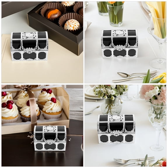 Dayesque 12pcs Miniature Pirate Treasure Chests Box Mini Vintage Pirate Jewelry Storage Box Party Supplies Decor Plastic Kids Pirate Treasure Chest Toy