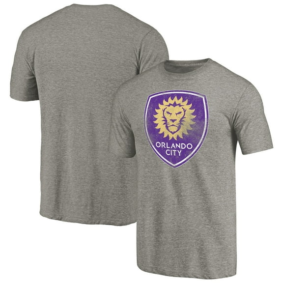 Men's Gray Orlando City SC Distressed Primary Logo Tri-Blend T-Shirt