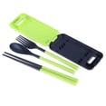 thumbnail image 1 of Reusable Fork Spoon Chopsticks Set for Office Car Camping Outdoor Use Black Portable Folding 3Pcs Set, 1 of 3