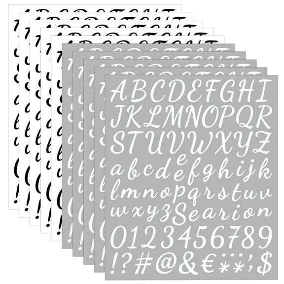 10 Sheets Self Letter Stickers, Vinyl Letter Number Symbol Stickers,Adhesive Handwritten Letter Stickers for Mailbox, Door, Kitchen, Address Number, Scrapbook, Notebook Black &