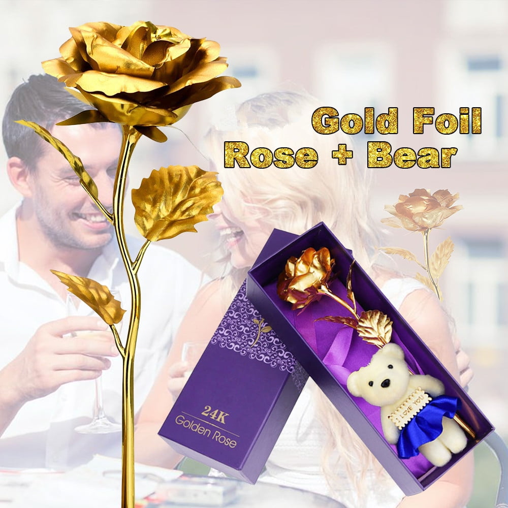 24K Gold Plated Golden Rose Flower Valentine's Day Gift Birthday Friends & lover 