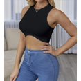 thumbnail image 3 of XINQIHANG Women's Crew Neck Racerback Knit Ribbed Basic Sleeveless Crop Tank Tops, 3 of 5