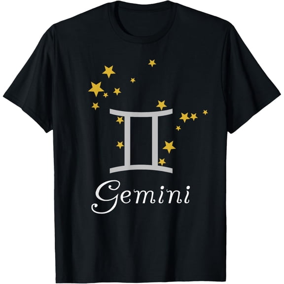 Gemini Zodiac Sign, Constellation, Stars, Astrology Gemini T-Shirt men and women can wear, black, white, gifts.
