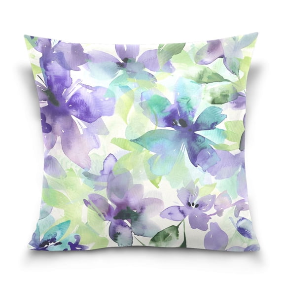 Floral Pattern in Purple Throw Pillow Covers Couch Pillowcases Decor for Bed Sofa 18" x 18"