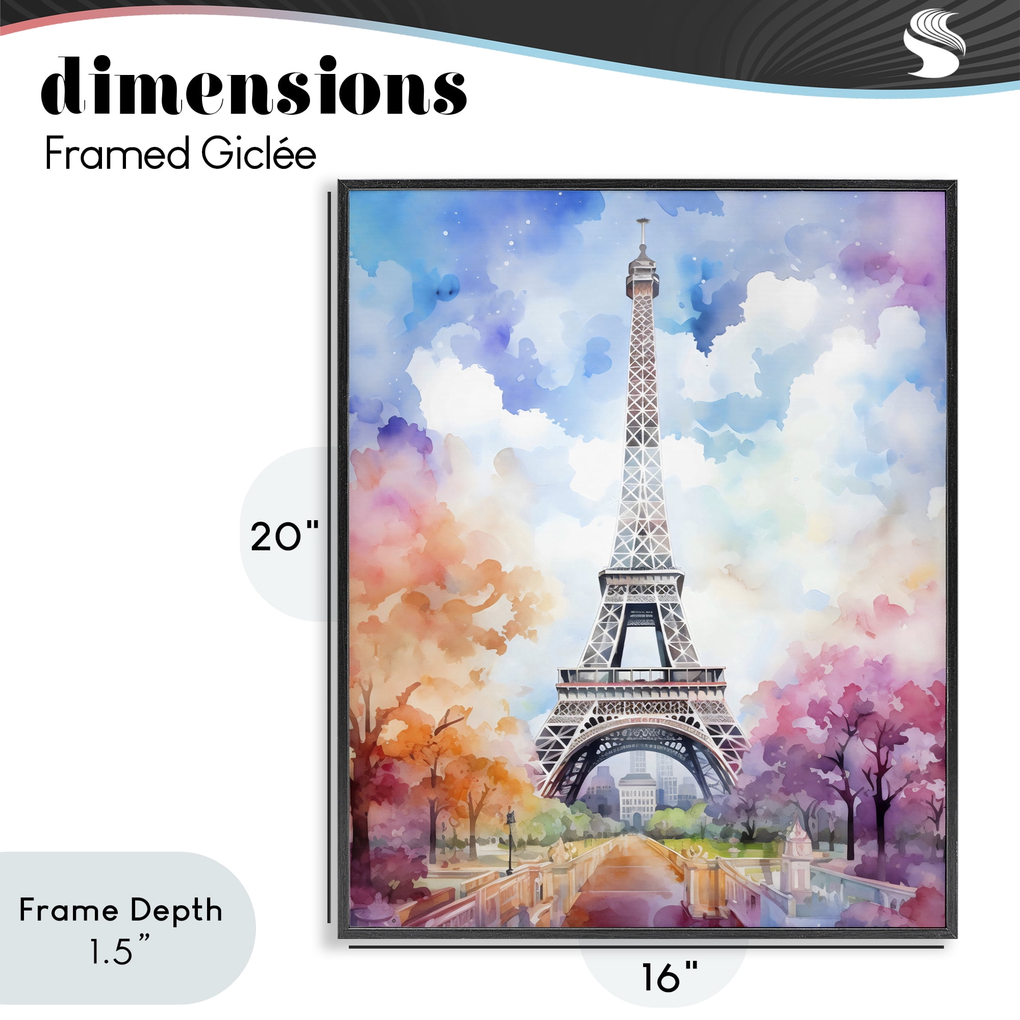 Stupell Industries Pastel Paris Springtime Tower Black Framed Giclee Art, design by Creative Studio