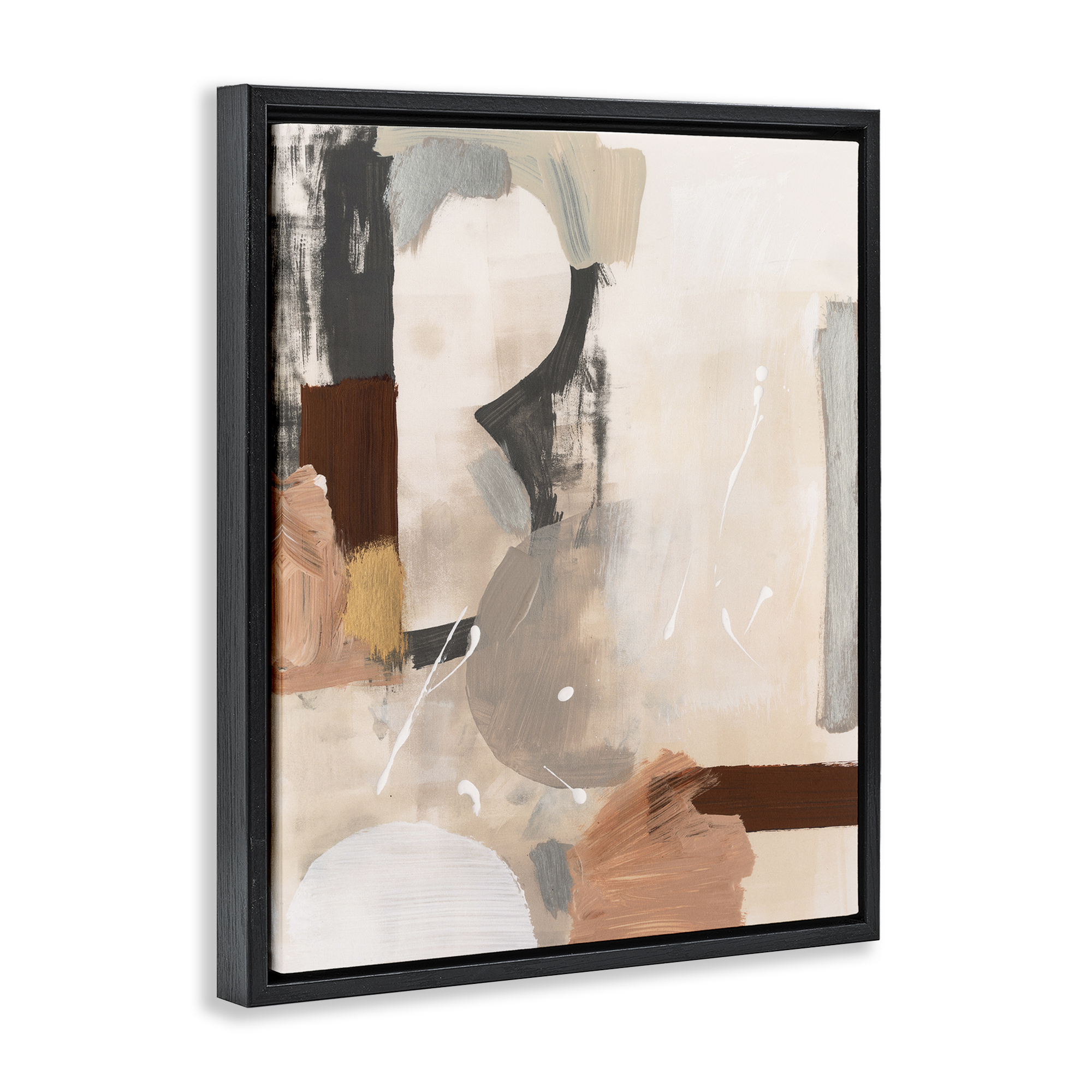 Stupell Industries Expressive Rustic Abstract Abstract Painting Black Floater Framed Canvas Art Print Wall Art, 17 x 21