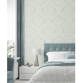 thumbnail image 2 of Seabrook Designs Morning Mist Genevieve Damask Prepasted Wallpaper, 2 of 8