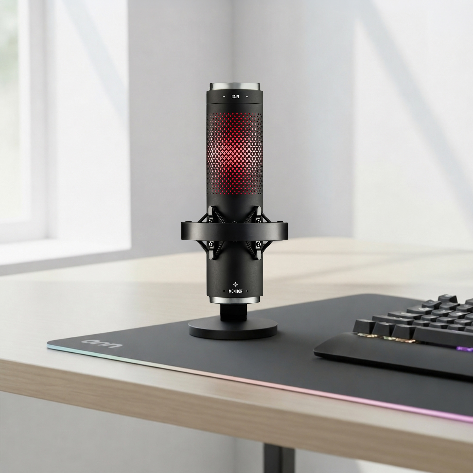 onn USB Tri-Pattern Gaming Microphone Black photo 2