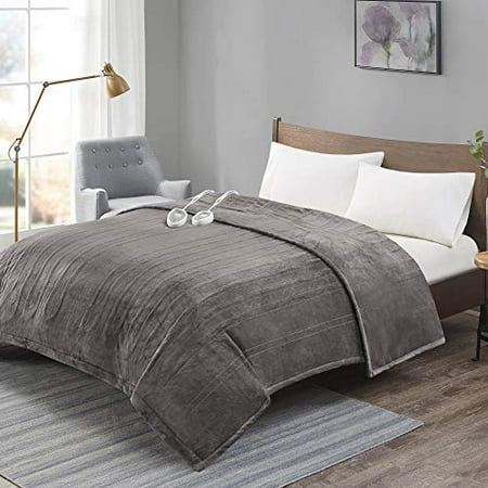 Degrees of Comfort [Advanced Dual Control Electric Blanket King Size W/Auto Shut Off | Heated Throw for Bed & Living Room | Machine Washable | UL Certified and EMF Radiation Safe - Grey
