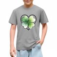 thumbnail image 5 of Girls Good Fortune Four Leaf Clover T-Shirt | Kids Short Sleeve St Patrick's Day Top | Soft Cotton Casual Graphic Tee (Gray, Sizes 4-12Y),Size 4 T, 5 of 9