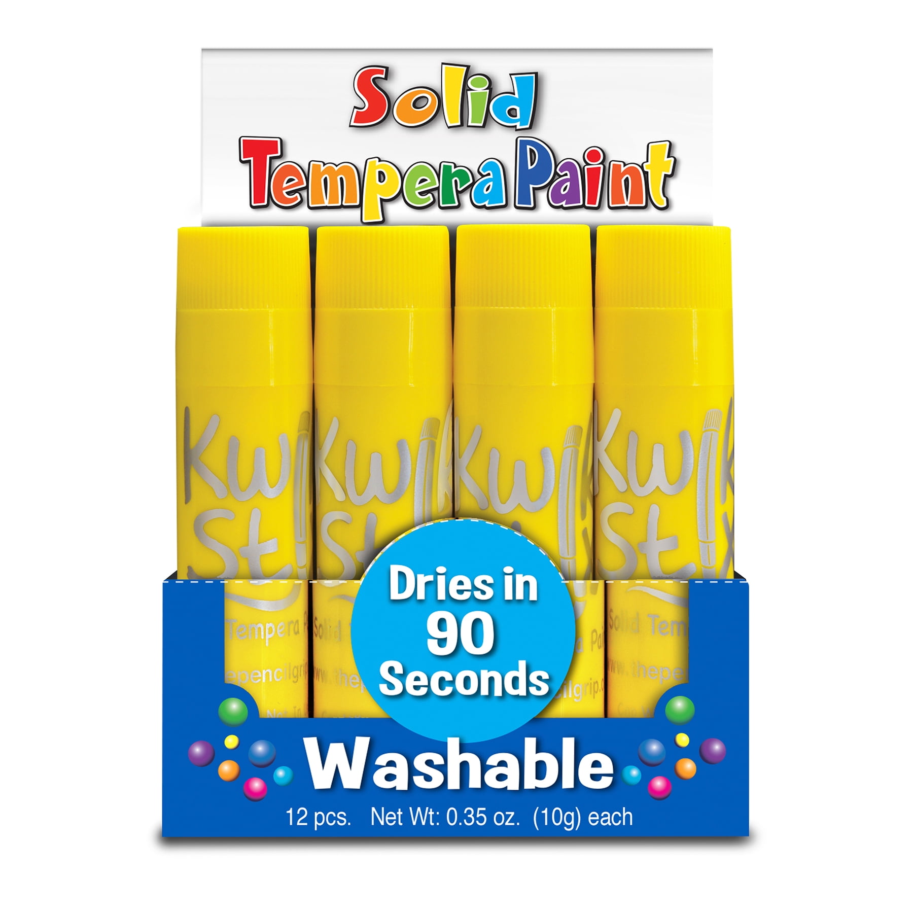 Kwik Stix Tempera Paint Sticks, Single Color Pack, Yellow, 12 per Pack, 2 Packs