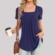 thumbnail image 1 of Fiudx Ofertas Relámpago Moda de Mujer Color Vendido Cuello En V Bajo La Cintura Cómoda Camiseta Suelta Blusa de Manga Corta Tops Casuales, 1 of 4