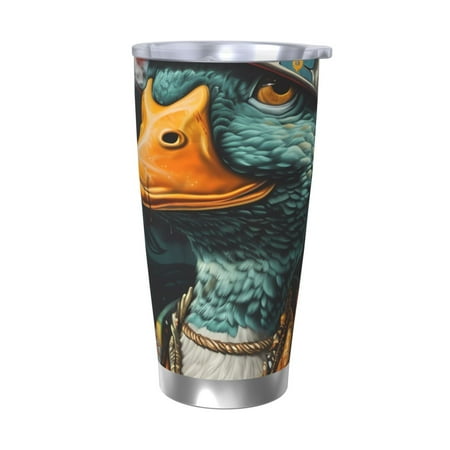 

Susaid Hip-Hop Duck Print 20oz Car Cup Insulated Coffee Cup Fully Spill Proof Travel Coffee Mug Stainless Steel Tumbler for Work Home Outdoor Car-Without Straw