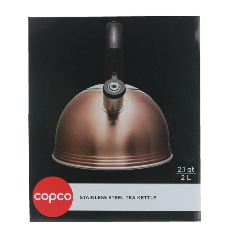 Copco 2.1 Qt Whistling Stainless Steel Tea Kettle, Glossy Red 