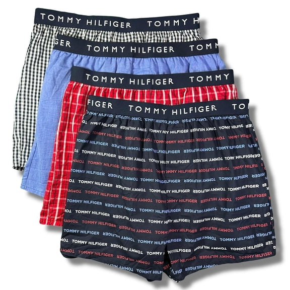 TOMMY HILFIGER MEN X4 - 253 THORN MEDIUM - 4 PACK WOVEN BOXER UNDERWEAR