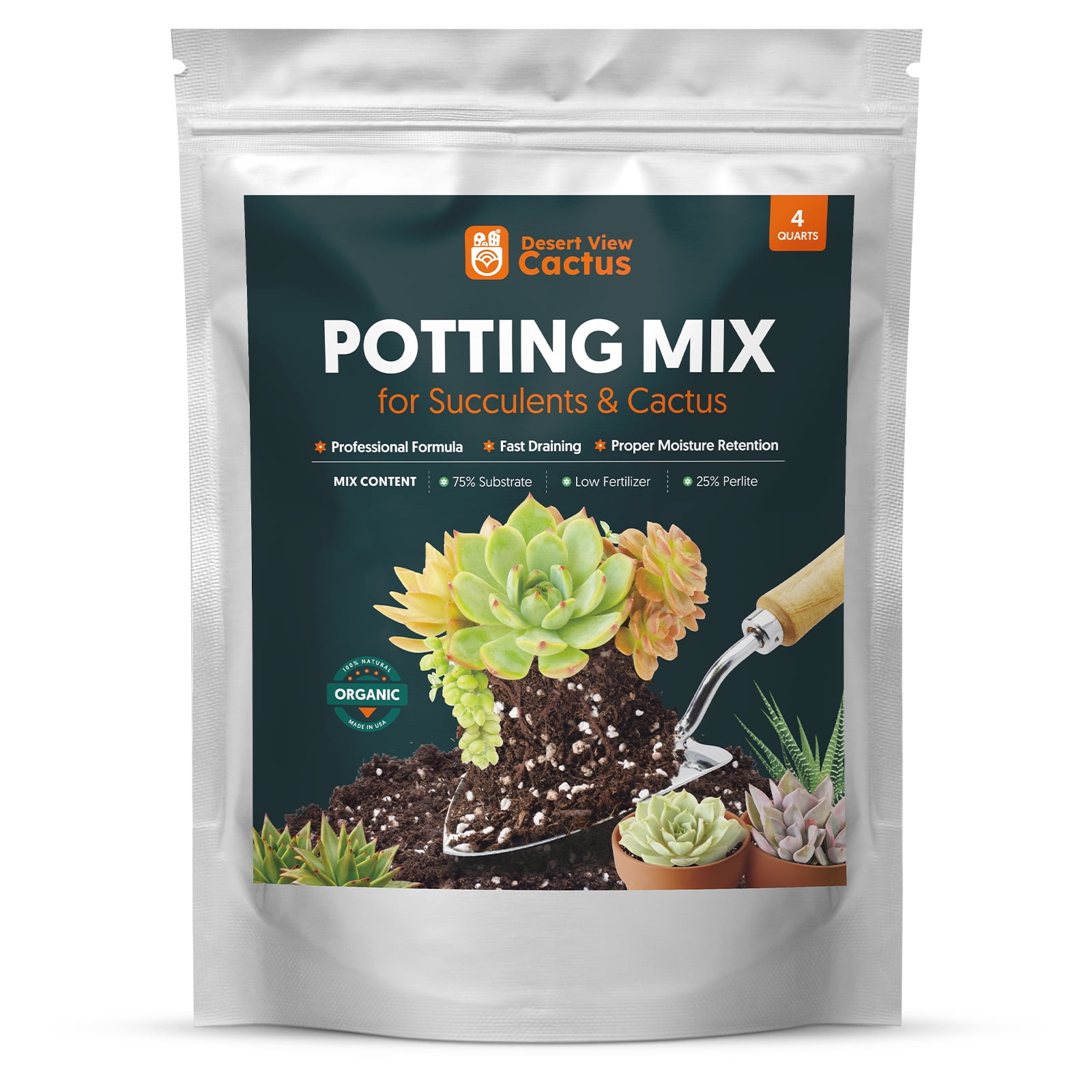 New Arrival 4 Quarts Organic Succulent and Cactus Bonsai Soil Mix, Fast Draining, Top Soil Prevent Root rot, Best Soil for Succulent Plants Indoors