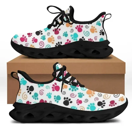 

Cute Pet Footprint Print Women Mesh Swing Sneakers Breathable Lace up Platform Shoes for Ladies Casual Zapatillas