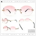 thumbnail image 2 of Mens Luxury Rimless Oval Rich Gangster Metal Rim Sunglasses Gold - Pink, 2 of 8