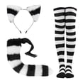 thumbnail image 1 of Huanglei "Ladies' Striped Cat Ear And Tail Knee High Socks Set Adorable Accessory For Parties", 1 of 2
