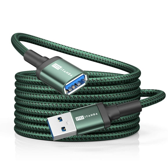 ITD ITANDA 6FT USB Extension Cable USB 3.0 Extension Cord Type A Male to Female 5Gbps Data Transfer for Keyboard, Mouse, PlayStation, Xbox, Flash Drive, Printer, Camera and More, Green