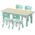 thumbnail image 5 of Brelley Kids Table and 4 Chairs Set Green, Height Adjustable, Suit for Ages 2-10, Wooden Finish, 5 of 10
