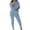 Blue, variant on CILENON Casual Outfits for Women Women's Solid Colour Round Neck Sweater Top Trouser Set Plus Size Sets Travel Outfit Womens Sets 2 Piece Outfits(Purple,L)