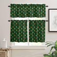 thumbnail image 2 of Christmas Green Kitchen Curtains and Valances Set, Rod Pocket Curtains Tier Farmhouse Window Curtains 24 Inch Length, Xmas Leaves Plants Ball Star Berry 3 Piece Kitchen Curtains Set, 2 of 6