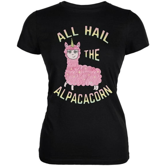 All Hail the Alpacacorn Juniors Soft T Shirt Black 2XL
