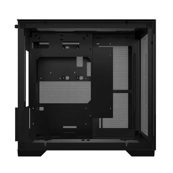 WJCOOLMAN Mini PC Case M-ATX/ITX Sea View Room Dual Tempered Glass Gaming Computer Case, 240mm AIO Support, High Airflow, Black (No Fans Included)