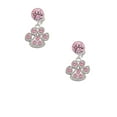 thumbnail image 2 of Delight Jewelry Silvertone Large Paw with Light Pink Crystals Pink Crystal Clip on Earrings, 2 of 5