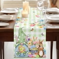 thumbnail image 3 of Table Runners 72 Inches Long Dress Scarves, Easter Gnomes Farmhouse Kitchen Table Runner, Coffee Tablerunners, Spring Watercolor Bunny Tulip Green Plaid 14x72 Inch, 3 of 9