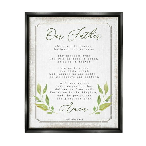 Stupell Industries Our Father Spiritual Proverb Religious Painting Black Floater Framed Art Print Wall Art