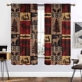thumbnail image 2 of Rustic Cabin Blackout Curtains for Bedroom,Vintage Farmhouse Theme Curtains Moose Bear Elk Tree Plaid Room Darkening Window Curtains Rod Pocket Decor Window Drapes, 55x63 Inch, 2 of 5