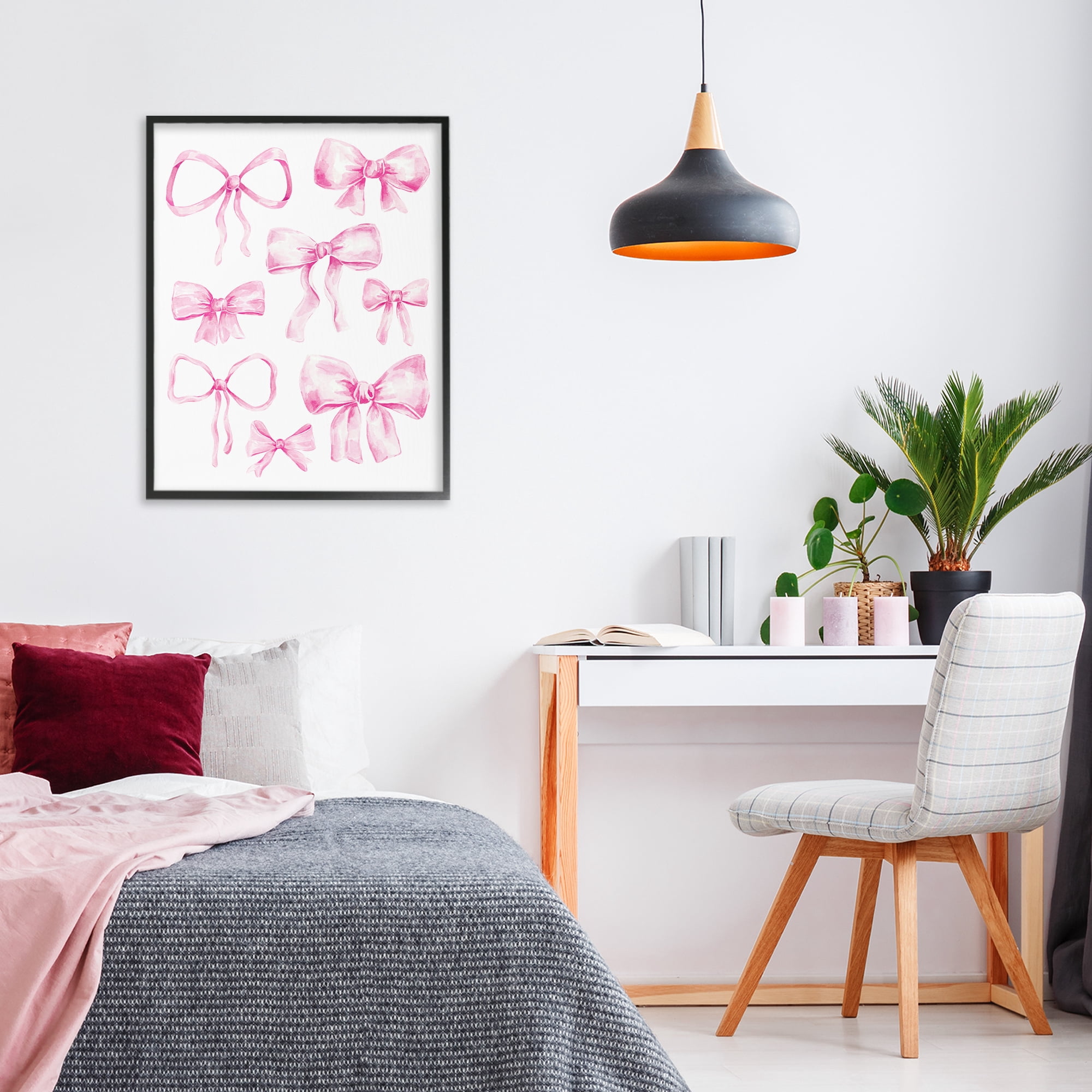 Stupell Industries Coquette Bow Collection Black Framed Giclee Art, design by Bethany Sandoval