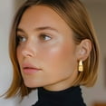 thumbnail image 2 of 14K Solid Yellow Gold 10.5mm Tapered Medium Hoop Earrings, 2 of 10