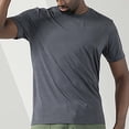 thumbnail image 3 of BOBOGOJP Chemise de Travail pour Hommes à Manches Courtes Col Rond avec Poche et Blocs de Couleur (Gris Foncé,L), 3 of 5