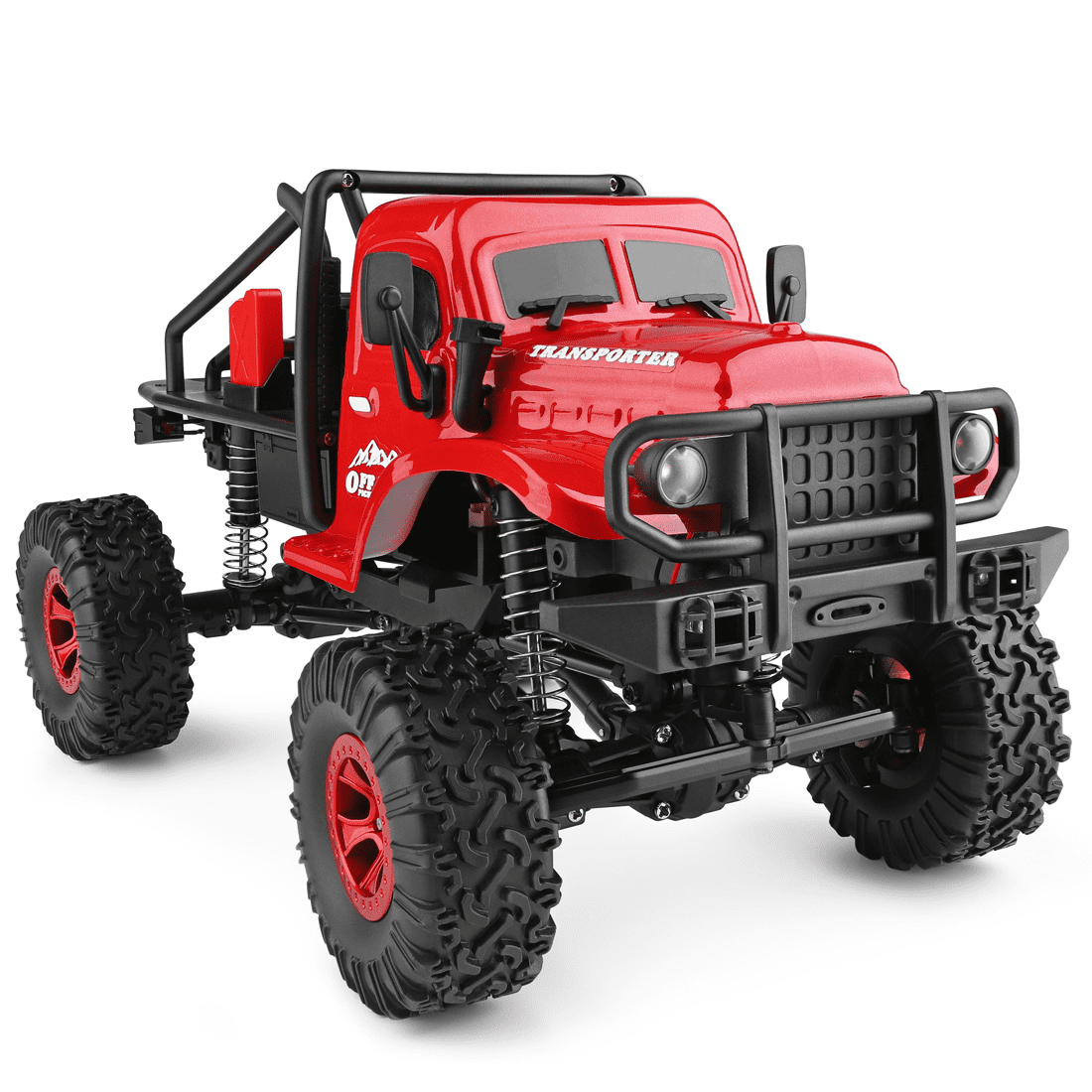 1:18 4WD RC Off-Road Rock Crawler, High-Torque Climbing Truck with LED Lights, 7.4V Rechargeable Battery, 2.4GHz Remote Control & All-Terrain Tires Hobby-Grade RC Car for Adults