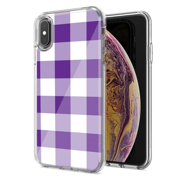 MUNDAZE For Apple Iphone Xs Max Purple Plaid Design Double Layer Phone Case Cover