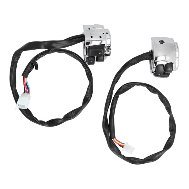 M Buder Interruptor de Manillar de Motocicleta 2.54 cm / 1 pulgada Control de Faro Señal de Giro y Bocina Universal Aleación Plata Galvanizada Par