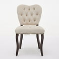 thumbnail image 6 of Dining Chairs Set of 2 , French Vintage Tufted Upholstered Fabric Dining Chair ,  Solid Wood Legs , High Back Dinner Chair, 6 of 15
