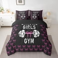 thumbnail image 2 of Feelyou Women Fitness Sport Bedding Comforter Set 7pcs, Black Pink Ribbon Full Bedding Set, 2 of 8