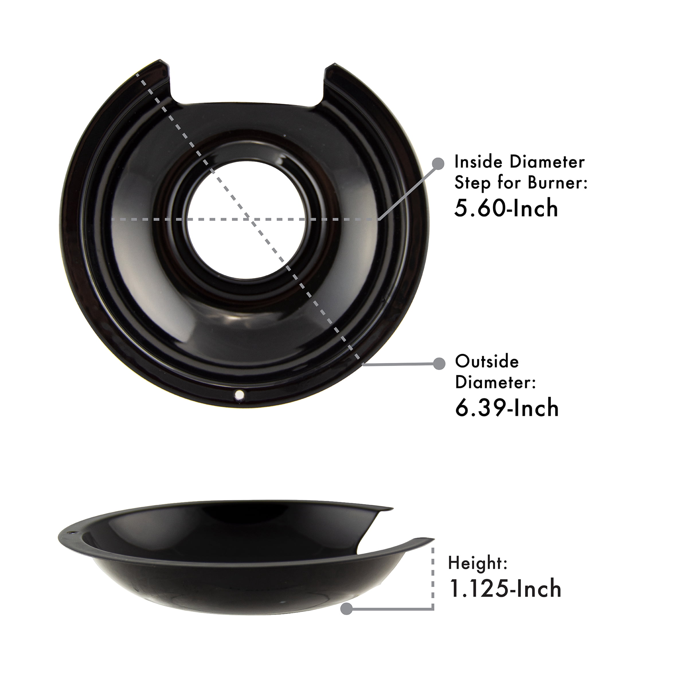 Range Kleen P1056RGE8Z Drip Pan & Trim Ring Black Porcelain, 3 Small & 1 Large each, 8 Pk