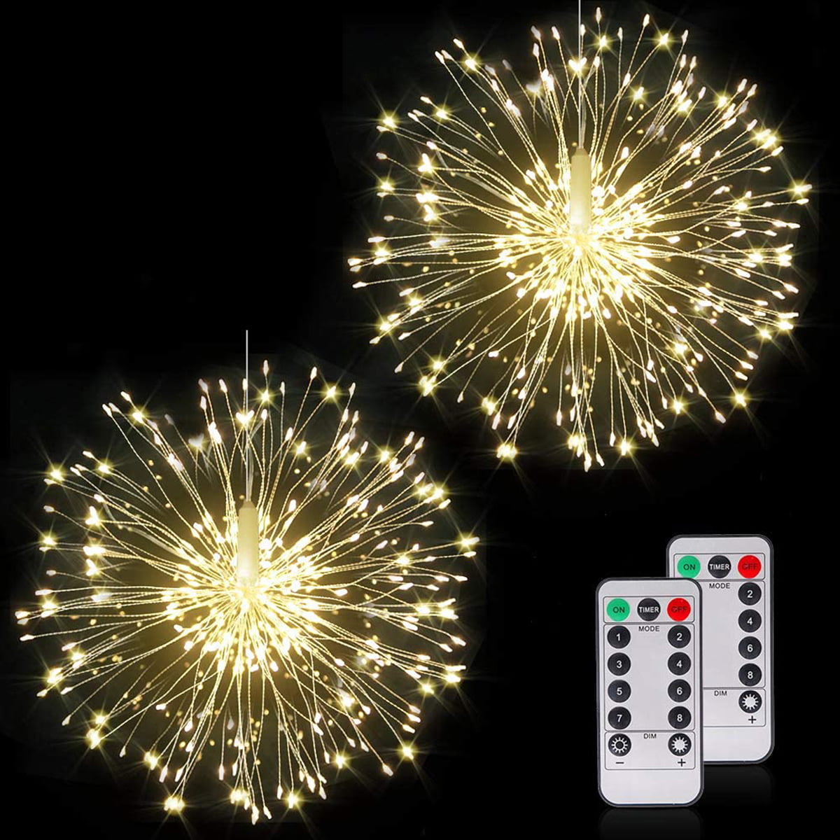 Details about   4 Pack Firework LED Fairy String Light 8 Mode Remote Xmas Decor Hanging Lights 