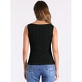 thumbnail image 3 of DARING DIVA Women's Knit Sleeveless Boat Neck Fitted Textured Tank Top S Black, 3 of 6