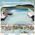 thumbnail image 3 of VUNATE Outdoor Rug Carpet 6'x9' Waterproof Reversible Patio Rug Portable Boho Indoor Outdoor Rug Plastic Straw Rug for Beach RV Camping Garden Picnic Deck Backyard Modern Porch Decor Teal and White, 3 of 8