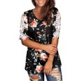 thumbnail image 2 of Pompotops T-Shirt Blouse à Manches Courtes Col en V Mode Imprimée pour Femmes, 2 of 9