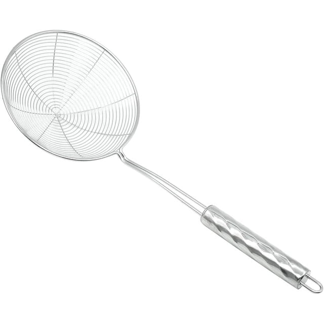 Colador de araña de acero inoxidable, colador de aceite, espumadera de cocina para freír y cocinar, escurridor multiusos